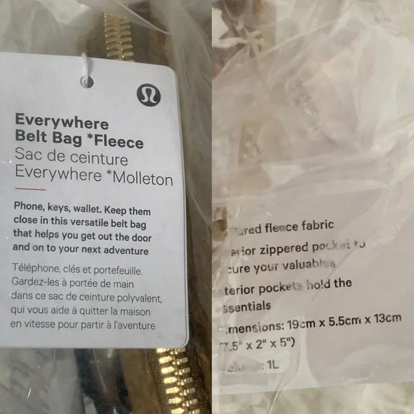 Lululemon Athletica Everywhere belt bag 1L Brunt Caramel FLEECE, Discontinued - Picture 7 of 16